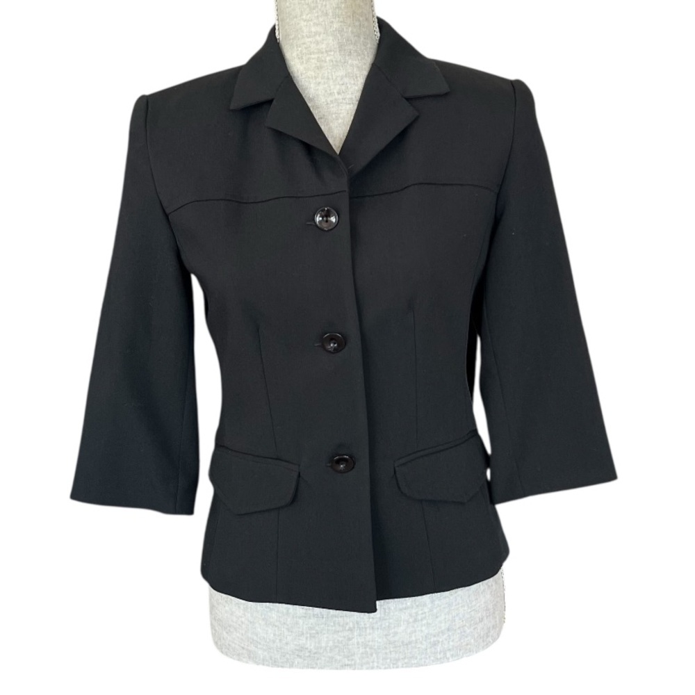 Gantos Vintage Blazer Classic Black Women's Suit Jacket Half Sleeve 4 P